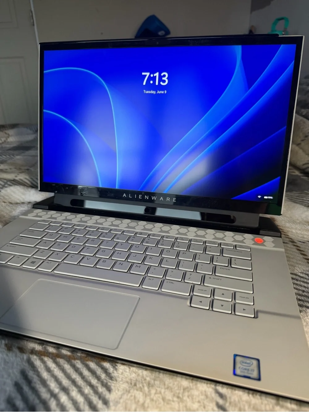 Alienware Silver-Gray Gaming Laptop with Subtle Logo